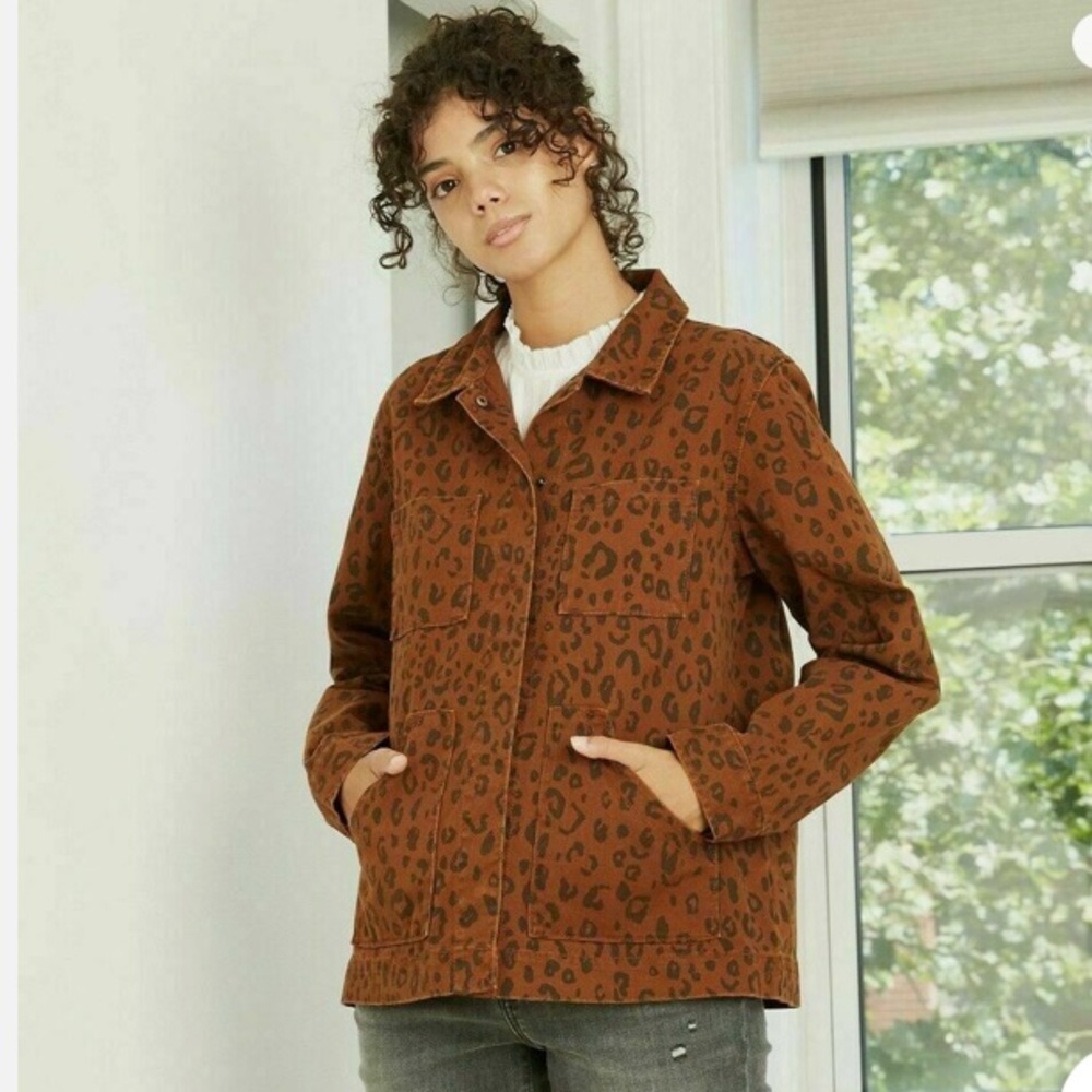Universal Thread Target Cotton Workwear Animal Print Utility Shacket